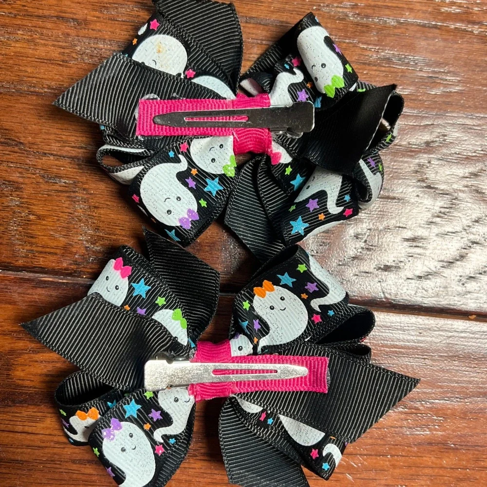 Halloween Hairbow Bundle, Ribbon Hair‎ Clips for Girls, Fall Hair Accessories